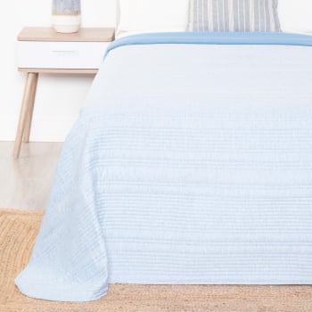 Colcha Reversible de Microfibra Cama 135 cm TUOMI HOMEWEAR  Azul