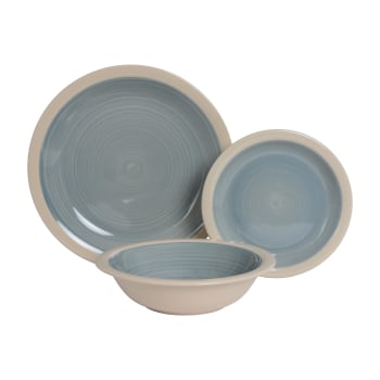 Vajilla en Gres de 18 pzas IDEALCASA Mar - Azul
