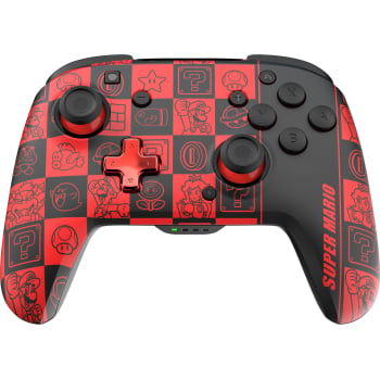 Mando Inalámbrico PDP Para Nintendo Switch y Switch 2, Rojo. Brilla en la oscuridad Super Icon