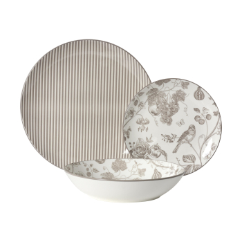 Vajilla de Porcelana de 12 pzas IDEALCASA Birdie - Beige