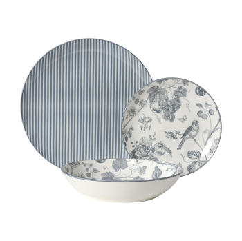 Vajilla de Porcelana de 12 pzas IDEALCASA Birdie - Azul