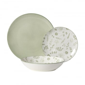 Vajilla de Porcelana de 12 pzas IDEALCASA Lucía - Verde