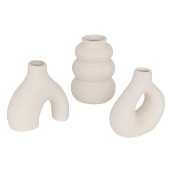 Set de 3 Soliflores de Cerámica Blanca 9 cm ATMOSPHERA Iora
