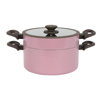 Set Cacerola y Cazuela Apilables con Tapa SANPIETRO Rose, Antiadherente, de Aluminio, Apto Inducción, 24 cm