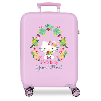Maleta Infantil 55x38x20 cm, 4 ruedas, Hello Kitty Green Floral, Lila