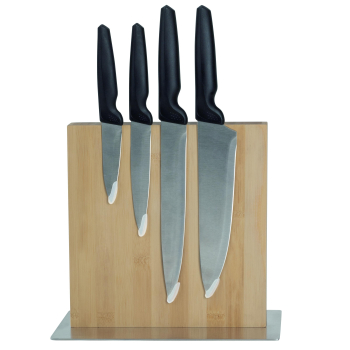 Base Magnética de Madera de Bambú con Juego de 4 Cuchillos MORITZ&MORITZ