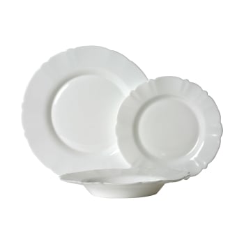 Vajilla de Vidrio Opal de 12 pzas IDEALCASA Valtz - Blanca
