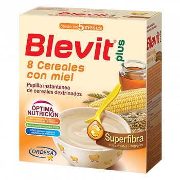 Papilla Infantil con Fibra Blevit Plus Superfibra 8 Cereales Miel 600