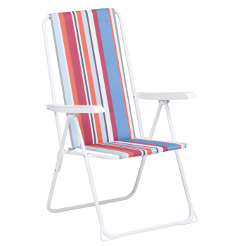 Silla de Playa Alta de Acero Acolchada 1,5cm Respaldo Alto 5 Posiciones Summer, Multirayas