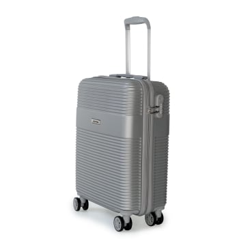 Maleta de Cabina Trolley Rigida, 54x38,5x20 cm, Doble rueda, Voyan Super Light, Gris