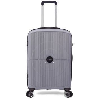 Maleta de Cabina Trolley Rigida, 55x40x20 cm, Doble rueda,  Benzi Super Light, Gris