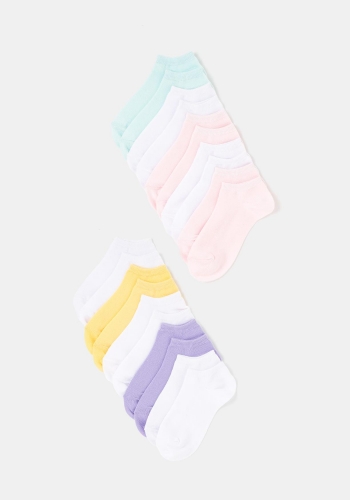 Pack de diez pares de calcetines tobilleros lisos Infantil