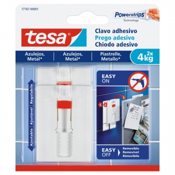 Clavos Adhesivos Ajustables hasta 2x4 kg para Azulejos Tesa Powerstrips 
