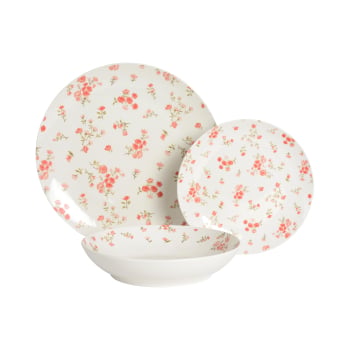 Vajilla de Porcelana de 12 pzas IDEALCASA Bella - Rojo