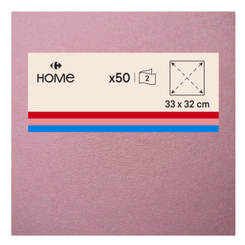 Servilletas de papel 2 capas 33x32 cm CARREFOUR HOME 50 unid. - Rosa