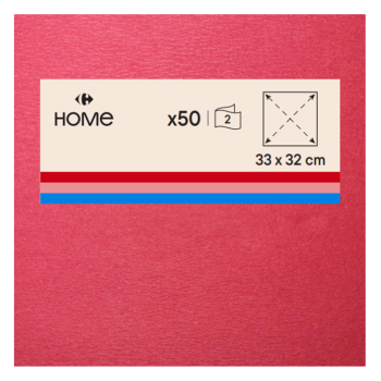 Servilletas de papel 2 capas 33x32 cm CARREFOUR HOME 50 unid. - Roja