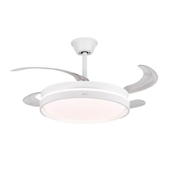 Ventilador de techo- Jata JVTE4242, 42 W, 6 Velocidades, Aspas retráctiles, Luz LED, Función Reverse, Blanco