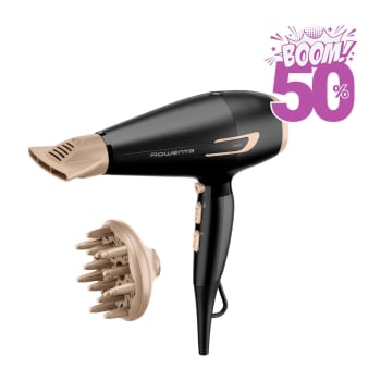 Secador de Pelo Rowenta CV7247, 2200 W, 3 Temperaturas,  2 Velocidades - Negro