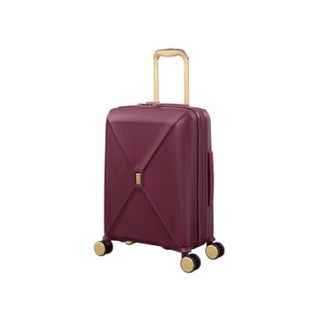 Maleta de Cabina Trolley Rígida 55x38,5x23 cm, 8 ruedas, Candado TSA, IT Statue, Expandible, Burdeos