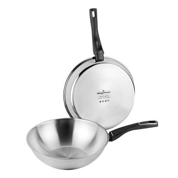 Set Sartén + Wok MAGEFESA Dual, de Acero Inoxidable, Apto Inducción, 28-28 cm