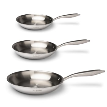 Set 3 Sartenes 3 CLAVELES Triply Natural, de Acero Inoxidable,  Apto Inducción, 20-24-28 cm