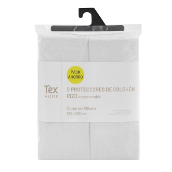 Pack 2 Protectores de Colchón Cama 135 cm TEX BASIC Anape Blanco