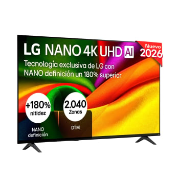 Smart TV NanoCell 55" (139,7 cm) LG 55NU8E0B3LA con IA, 4K UHD, 60 Hz, Procesador Inteligente a7 AI Processor 4K Gen9, Dolby Digital Plus, AI Sound Pro
