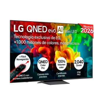Smart TV QNED evo 75″ (190,5 cm) LG 75QNED83B6A con IA, 4K MiniLED, 144 Hz, Procesador Inteligente a8 AI Processor 4K Gen4, Dolby Digital Plus
