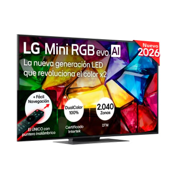 Smart TV Mini RGB evo 55» (139,7 cm) LG MRGB86B6A con IA, 4K UHD, 144 Hz, Procesador Inteligente a8 AI Processor 4K Gen3, HDR, Dolby ATMOS; a8 AI Sound Pro