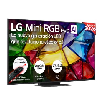 Smart TV Mini RGB evo 65» (165,1 cm) LG 65MRGB86B6A con IA, 4K UHD, 144 Hz, Procesador Inteligente a8 AI Processor 4K Gen3, HDR, Dolby ATMOS, a8 AI Sound Pro
