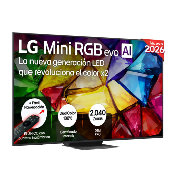 Smart TV LED 75″ (190,5 cm) LG 75MRGB86B6A con IA, 4K Mini RGB evo, 144 Hz, Procesador Inteligente a8 AI Processor 4K Gen3, Dolby ATMOS, a8 AI Sound Pro