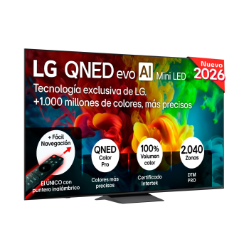 Smart TV QNED evo 85’’ (215,9 cm) LG 85QNED83B6A con IA, 4K Mini LED, 144Hz, Procesador Inteligente a8 AI Processor 4K Gen3, Dolby Digital Plus; AI Sound Pro
