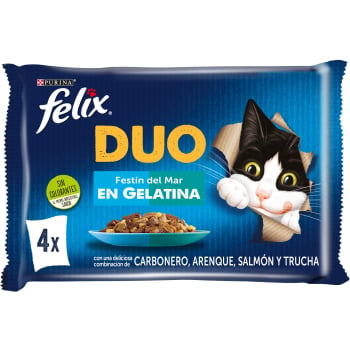 Comida húmeda en gelatina festín del mar para gato Purina Felix Duo 4x85 g