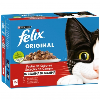 Gelatina selección de carnes para gatos Felix Original Purina 12x85 g