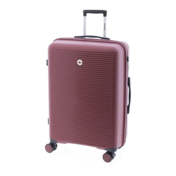 Maleta Grande Trolley Rigida, 76x50x28 cm, 4 ruedas, Candado TSA, John Travel Chroma, Capacidad 85 L, Granate