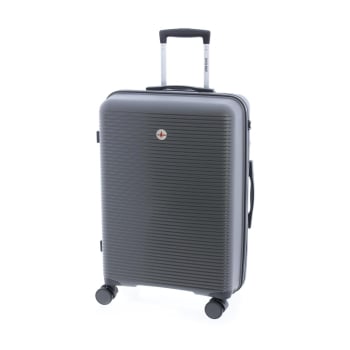 Maleta Mediana Trolley Rigida, 65x45x24 cm, 4 ruedas, Candado TSA, John Travel Chroma, Capacidad 56 L, Gris