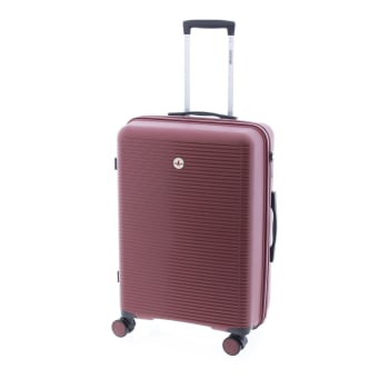 Maleta Mediana Trolley Rigida, 65x45x24 cm, 4 ruedas, Candado TSA, John Travel Chroma, Capacidad 56 L, Granate