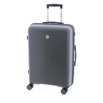 Maleta Grande Trolley Rigida, 76x50x28 cm, 4 ruedas, Candado TSA, John Travel Chroma, Capacidad 85 L, Gris