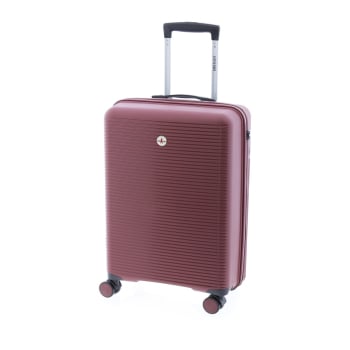 Maleta de Cabina Trolley Rigida, 55x40x20 cm, 4 ruedas, Candado TSA, John Travel Chroma, Capacidad 36 L, Granate
