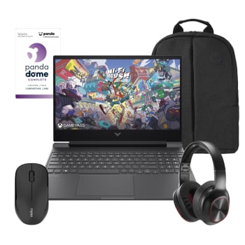 Ordenador Portátil Gaming HP Victus 15-fb3709ns, Ryzen 7 8845HS, 16GB, 1TB SSD, FHD, 15,6» – 39,62 cm, RTX 4050, Sin SO con Mochila, Ratón, Auriculares y Antivirus