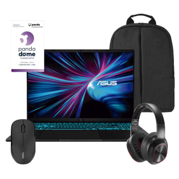 Ordenador Portátil Asus V16, i7 240H, 16GB, 512GB SSD, WUXGA, 16'' - 40,64 cm, RTX 5050, Sin SO con Mochila, Ratón, Auriculares y Antivirus