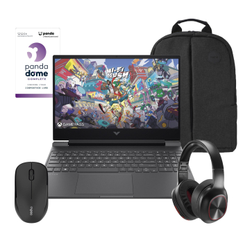 Ordenador Portátil Gaming HP Victus 15-fa2057ns, i7 14650HX, 16GB, 512GB SSD, FHD, 15,6'' - 39,62 cm, RTX 4050, Sin SO con Mochila, Ratón, Auriculares y Antivirus