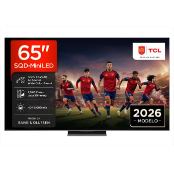 TV SQD-Mini LED 65″ – TCL 65C8L, UHD 4K, 5000 nits, Google TV, Dolby Vision & Atmos, Audio by Bang Olufsen, 144Hz, DVB-T2, Negro