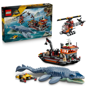 lego jurassic world ataque del dinosaurio marino mosasaurus juguete de construccion 7 anos - 77983