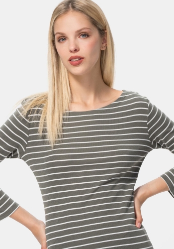 Camiseta a rayas cuello redondo sostenible de Mujer TEX