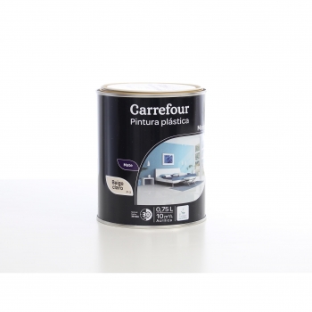 Pintura plástica mate beige claro monocapa acrílico ecolabel Carrefour 750 ml.