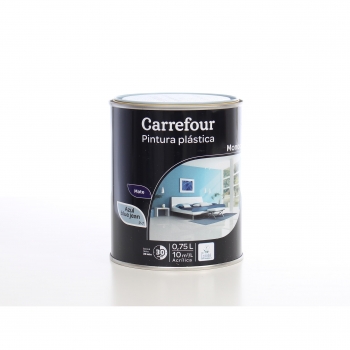 Pintura plástica mate azul blue jean monocapa acrílico ecolabel Carrefour 750 ml.