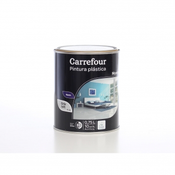Pintura plástica mate gris loft monocapa acrílico ecolabel Carrefour 750 ml.