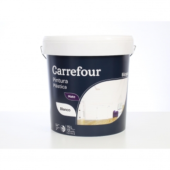 Pintura plástica mate blanco bicapa acrílico Carrefour 15L
