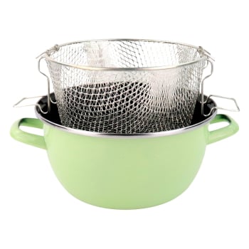 Freidora Magefesa, Antiadherente, de Acero Vitrificado, Apto Inducción, 24 cm, con Cestillo